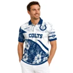 Indianapolis Colts Polo Shirt Customized Floral Angles Blue White Best Selling