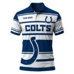 Indianapolis Colts Polo Shirt Personalized Horizontal Blocks Blue Best Selling