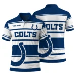 Indianapolis Colts Polo Shirt Personalized Horizontal Blocks Blue Best Selling