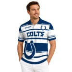 Indianapolis Colts Polo Shirt Personalized Horizontal Blocks Blue Best Selling