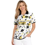 Iowa Hawkeyes Polo Shirt Customized Floral Pinstripe Black White Best Selling