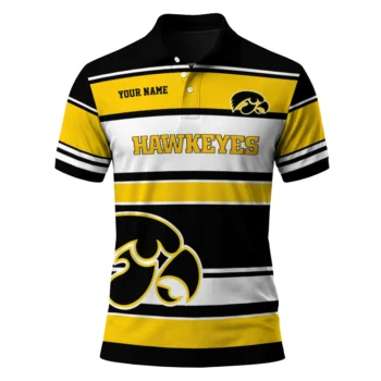 Iowa Hawkeyes Polo Shirt Customized Horizontal Blocks Black Best Selling
