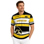 Iowa Hawkeyes Polo Shirt Customized Horizontal Blocks Black Best Selling