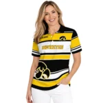 Iowa Hawkeyes Polo Shirt Customized Horizontal Blocks Black Best Selling