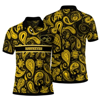 Iowa Hawkeyes Polo Shirt Customized Paisley Band Black Fashion Forward