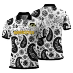 Iowa Hawkeyes Polo Shirt Customized Paisley Florals Black White Best Selling