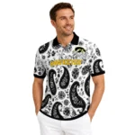 Iowa Hawkeyes Polo Shirt Customized Paisley Florals Black White Best Selling