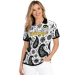 Iowa Hawkeyes Polo Shirt Customized Paisley Florals Black White Best Selling