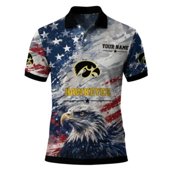 Iowa Hawkeyes Polo Shirt Customized Star Brushstrokes Black Blue Best Selling
