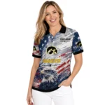 Iowa Hawkeyes Polo Shirt Customized Star Brushstrokes Black Blue Best Selling