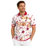 Iowa State Cyclones Polo Shirt Custom Floral Pinstripe Red White Best Selling