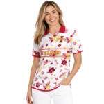 Iowa State Cyclones Polo Shirt Custom Floral Pinstripe Red White Best Selling