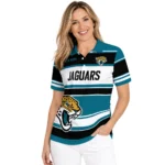 Jacksonville Jaguars Polo Shirt Custom Horizontal Blocks Teal Best Selling