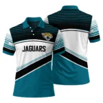 Jacksonville Jaguars Polo Shirt Customized Slanted Stripes Teal White Best Selling
