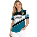 Jacksonville Jaguars Polo Shirt Customized Slanted Stripes Teal White Best Selling
