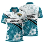 Jacksonville Jaguars Polo Shirt Personalized Floral Angles Teal White Best Selling
