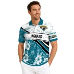 Jacksonville Jaguars Polo Shirt Personalized Floral Angles Teal White Best Selling