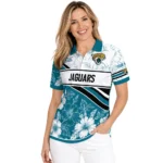 Jacksonville Jaguars Polo Shirt Personalized Floral Angles Teal White Best Selling