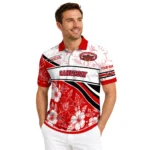 Jacksonville State Gamecocks Polo Shirt Custom Floral Angles Red White Best Selling