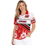 Jacksonville State Gamecocks Polo Shirt Custom Floral Angles Red White Best Selling