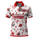 Jacksonville State Gamecocks Polo Shirt Custom Floral Pinstripe Red White Best Selling