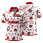 Jacksonville State Gamecocks Polo Shirt Custom Floral Pinstripe Red White Best Selling