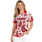 Jacksonville State Gamecocks Polo Shirt Custom Paisley Florals Red White Best Selling