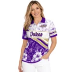 James Madison Dukes Polo Shirt Customized Floral Angles Purple White Best Selling