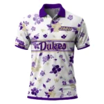 James Madison Dukes Polo Shirt Customized Floral Pinstripe Purple White Best Selling