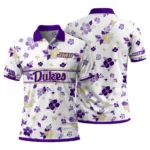 James Madison Dukes Polo Shirt Customized Floral Pinstripe Purple White Best Selling