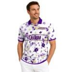 James Madison Dukes Polo Shirt Customized Floral Pinstripe Purple White Best Selling