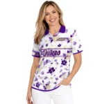 James Madison Dukes Polo Shirt Customized Floral Pinstripe Purple White Best Selling