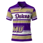 James Madison Dukes Polo Shirt Customized Horizontal Blocks Purple Best Selling