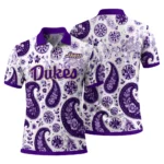James Madison Dukes Polo Shirt Customized Paisley Florals Purple White Best Selling