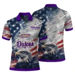 James Madison Dukes Polo Shirt Customized Star Brushstrokes Purple Blue Best Selling