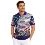 James Madison Dukes Polo Shirt Customized Star Brushstrokes Purple Blue Best Selling