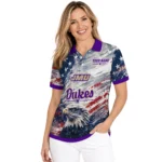 James Madison Dukes Polo Shirt Customized Star Brushstrokes Purple Blue Best Selling