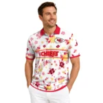 Kansas City Chiefs Polo Shirt Custom Floral Pinstripe Red White Best Selling