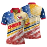 Kansas City Chiefs Polo Shirt Custom Star Stripes Red Blue Best Selling