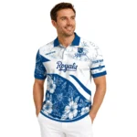 Kansas City Royals Polo Shirt Customized Floral Angles Royal Blue White Best Selling