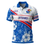Kansas Jayhawks Polo Shirt Personalized Floral Angles Blue White Best Selling