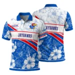 Kansas Jayhawks Polo Shirt Personalized Floral Angles Blue White Best Selling
