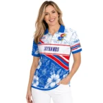 Kansas Jayhawks Polo Shirt Personalized Floral Angles Blue White Best Selling