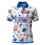 Kansas Jayhawks Polo Shirt Personalized Floral Pinstripe Blue White Best Selling