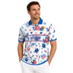 Kansas Jayhawks Polo Shirt Personalized Floral Pinstripe Blue White Best Selling