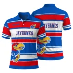 Kansas Jayhawks Polo Shirt Personalized Horizontal Blocks Blue Best Selling