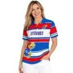 Kansas Jayhawks Polo Shirt Personalized Horizontal Blocks Blue Best Selling