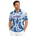 Kansas Jayhawks Polo Shirt Personalized Paisley Florals Blue White Best Selling