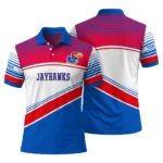 Kansas Jayhawks Polo Shirt Personalized Slanted Stripes Blue White Best Selling