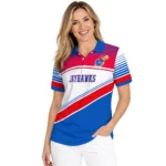 Kansas Jayhawks Polo Shirt Personalized Slanted Stripes Blue White Best Selling